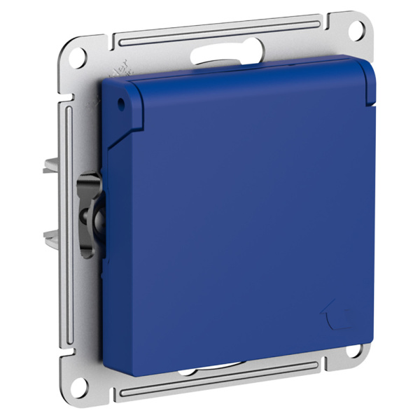 Systeme Electric AtlasDesign Аквамарин Розетка с/з со шторками с крышкой, 16А, IP20, механизм