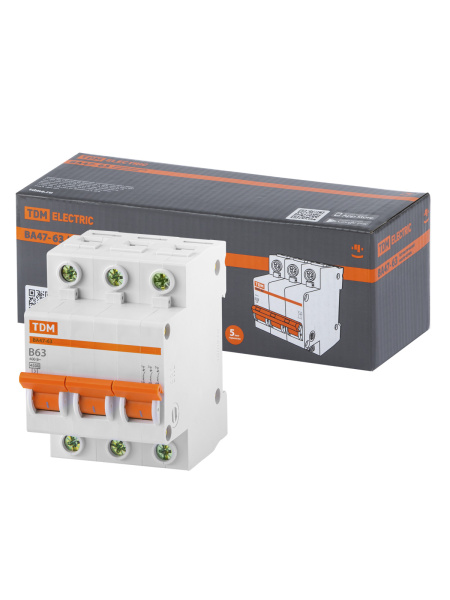 TDM Авт. выкл.ВА47-63 3Р 63А 4,5кА х-ка B SQ0218-0061