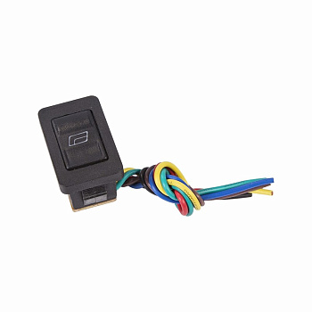 Выключатель (стеклоподъемника) клавишный 12V 20А (6с) (ON)-OFF-(ON) черный с подсветкой и проводом Rexant 36-4430