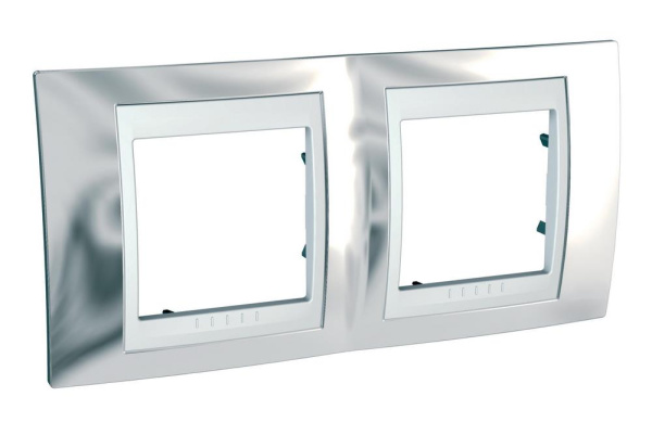 Купить SE Unica Хамелеон Серебро/Бел Рамка 2-ая горизонтальная MGU66.004.810