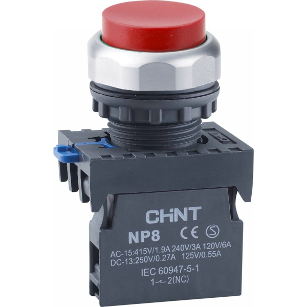 CHINT Кнопка управления NP8-01GN/4 без подсветки красная 1НЗ IP65 (R)