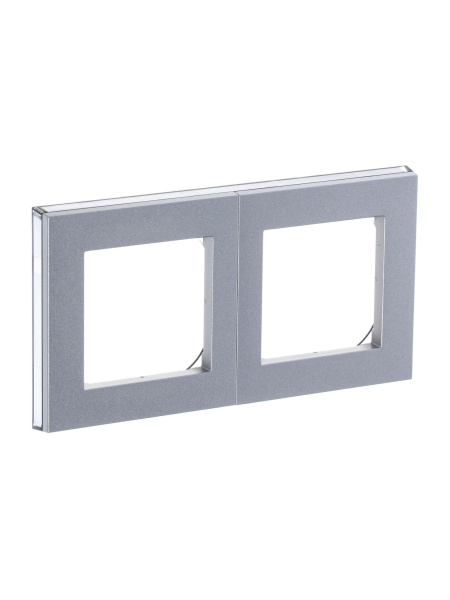 Купить ABB EPJ Levit серебро / дымчатый чёрный Рамка 2 поста 2CHH015020A6070