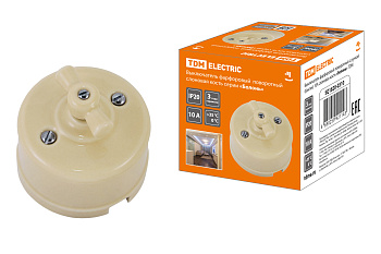 TDM Выключатель фарфоровый поворотный с ручкой (бантик) 10А сл. кость «Болонь» SQ1820-0310