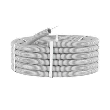 Купить DKC Труба ПВХ гибкая гофр. д.25мм, лёгкая с протяжкой, 50м, цвет серый