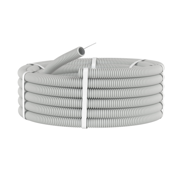 Купить DKC Труба ПВХ гибкая гофр. д.40мм, лёгкая с протяжкой, 20м, цвет серый