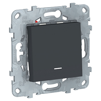 SE Unica New Антрацит Переключатель 1-клавишный, перекрестный, с подсветкой, сх.7а NU520554N