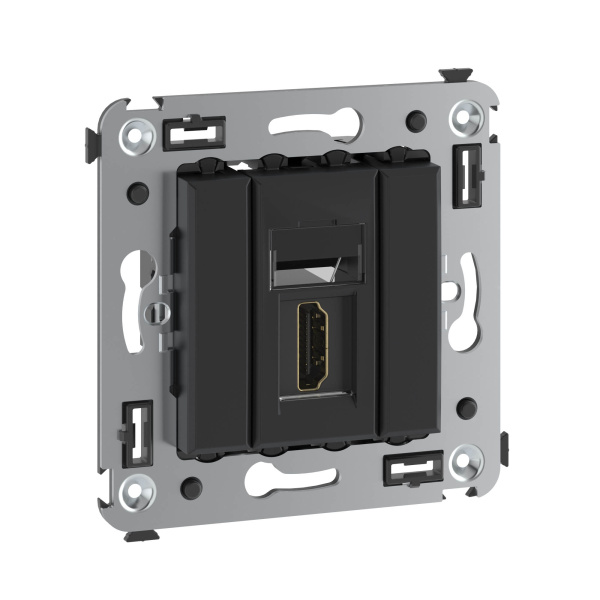 Купить DKC HDMI розетка одинарная в стену, тип А-А, "Avanti", "Черный матовый"