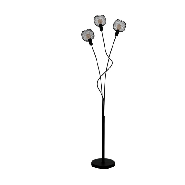 Eglo 43377 Торшер WRINGTON 1, 3X40W(E14), L340, B305, H1495, осн.230, сталь, черный