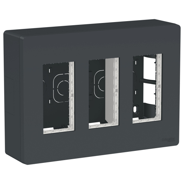 SE Unica System+ Антрацит Блок открытой установки 3х2 NU123454