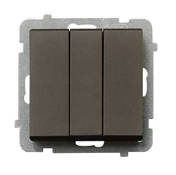 Ospel Sonata Шоколадный металлик Выключатель 3-клавишный , без рамки ŁP-13R/m/40