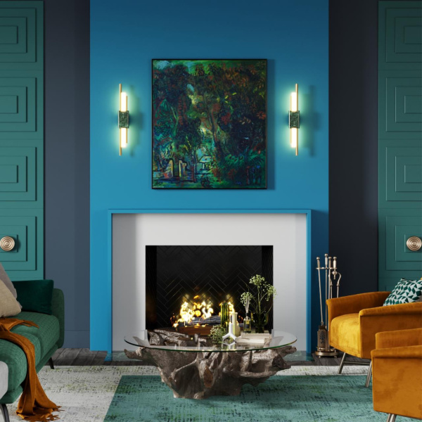 Купить Odeon Light 4360/10WL MIDCENT ODL23 174 изумрудный мрамор/золотистый металл Настенный св-к IP20 LED 10W 645Лм 3000K MARMI