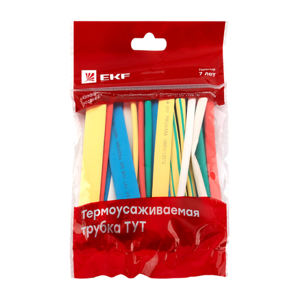 Купить EKF PROxima Набор ТУТ нг: 7 цветов по 5шт. Разного диаметра (4/2; 6/3; 8/4; 10/5; 12/6) 100мм.