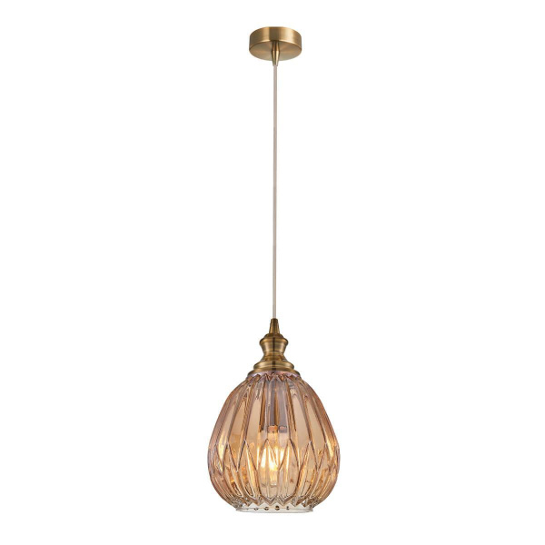 Favourite Выдувное узорное стекло коньячного цвета, каркас цвета латуни 2188-1P