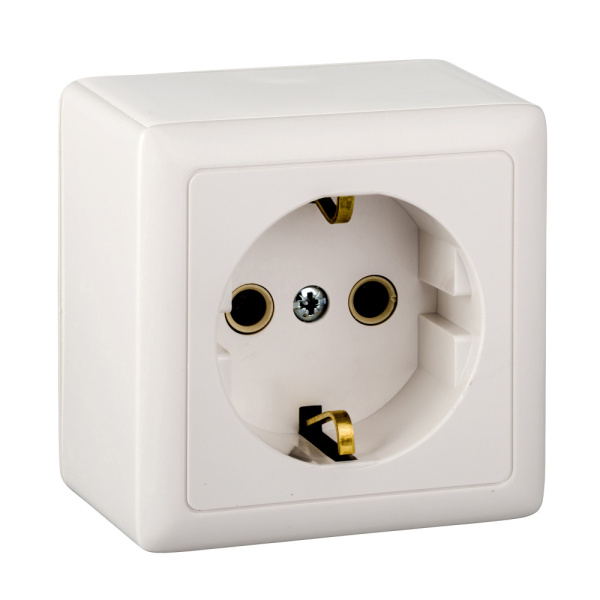 Systeme Electric Wessen ХИТ наруж Бел Розетка с/з без шторок, с изолирующей пластиной, 16А, 250В