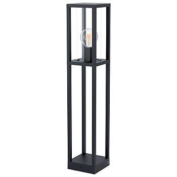 Eglo 98715 Уличный фонарь CASCINETTA, 1х40W(E27), L150, B150, H795, литой алюминий, черный/cтекло, прозрачный