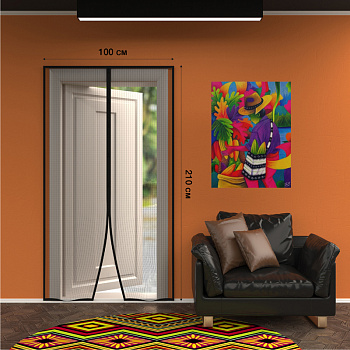 Дверная противомоскитная сетка черная (магниты пришиты по всей длине сетки!) Rexant 71-0221