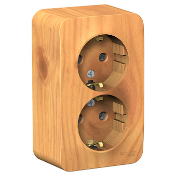 Systeme Electric Blanca наруж Ясень Розетка 2-ая с/з. без шторок 16А, 250В, изолир. пластина