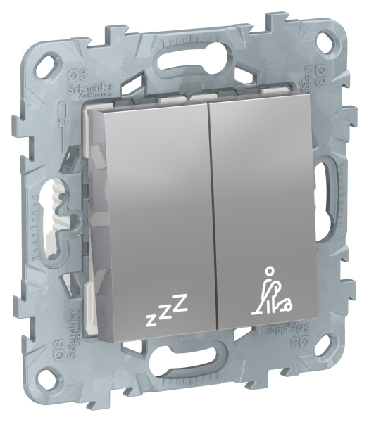 Купить SE Unica New Алюминий Выключатель кнопочный "Не беспокоить-убрать номер" NU521730