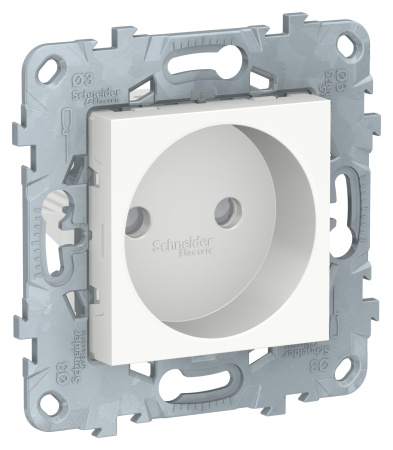 Купить SE Unica New Бел Розетка б/з со шторками, винт. зажим, 16А, 250В NU503318