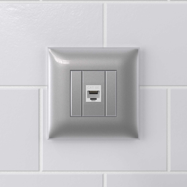 Купить DKC Компьютерная розетка RJ-45 без шторки в стену, кат.5е одинарная, "Avanti", "Закаленная сталь"