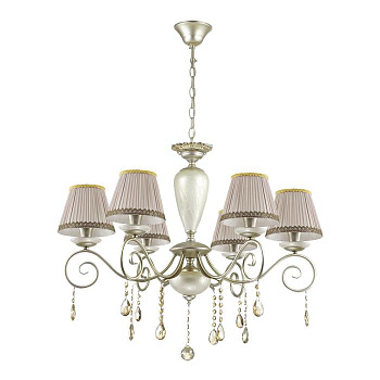 Odeon Light 3924/6 ODL18 526 мат.серебро/перламутр/ткань/стекло/хрусталь Люстра IP20 E14 6*40W 220V MARIONETTA