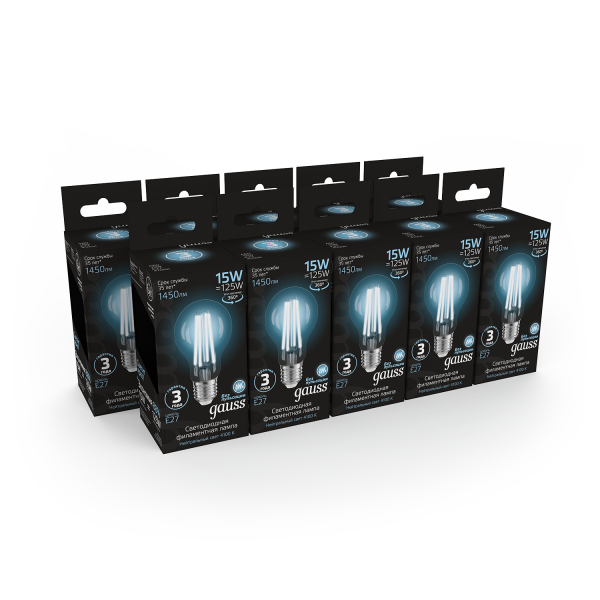 Купить Gauss Лампа Filament А60 15W 1450lm 4100К Е27 LED 102902215