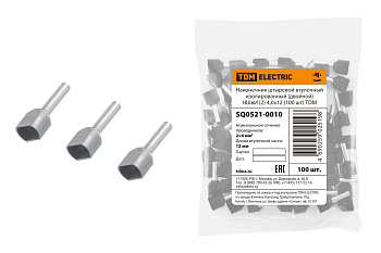 TDM Наконечник штыревой втулочный изолированный (двойной) НШвИ (2) 4,0х12 (100 шт) SQ0521-0010