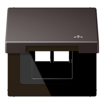 JUNG Накладка и крышка для двойных UAE розеток с символом "сеть" металл дарк AL2990KLLAND