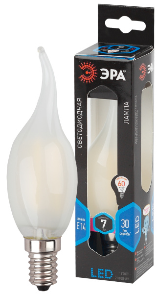 ЭРА F-LED BXS-7W-840-E14 frost (филамент, свеча на ветру мат., 7Вт, нейтр, E14) Б0027955