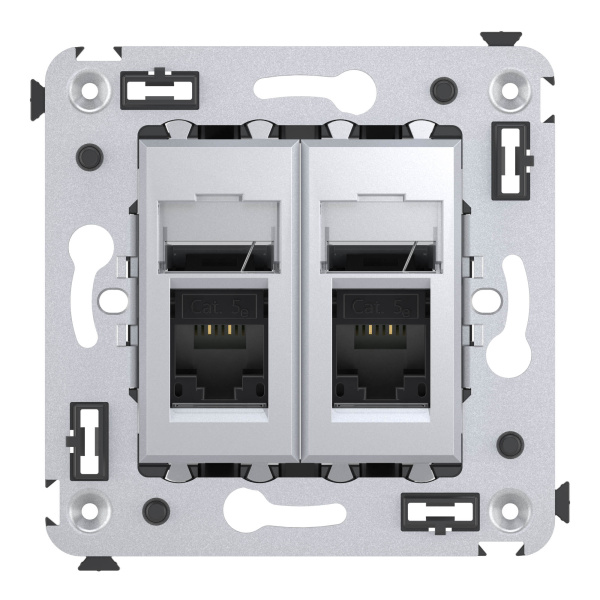 Купить DKC Компьютерная розетка RJ-45 в стену, кат.5e двойная, "Avanti","Закаленная сталь"
