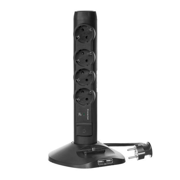 Legrand Черная Стойка 2хUSB+microUSB+4x(2К+З) с кабелем длиной 1,5 м 694619