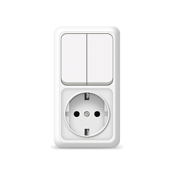 UNIVersal "Олимп" Блок Выключатель Бел 2 кл.+ Розетка с/з верт. О0040