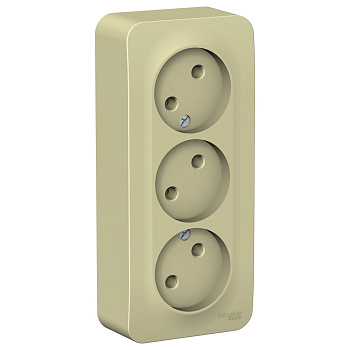 Systeme Electric Blanca наруж Беж Розетка 3-ая б/з без шторок, изолир. пластина 16А, 250В