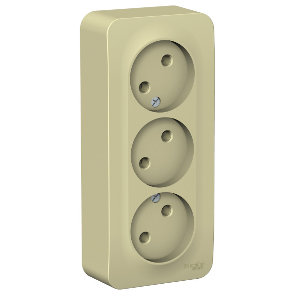 Systeme Electric Blanca наруж Беж Розетка 3-ая б/з без шторок, изолир. пластина 16А, 250В