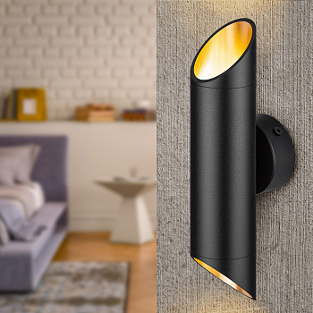 ЭРА Светильник настенный WL52 BK/GD 2*GU10 2*12Вт IP20 черный, золото