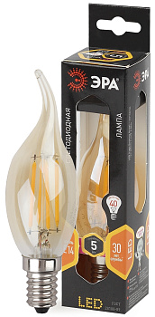 ЭРА F-LED BXS-5W-827-E14 gold (филамент, свеча на ветру золот., 5Вт, тепл, E14) Б0027940