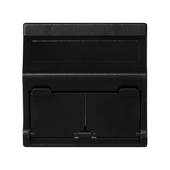 Simon Connect Графит Плата наклонная с крышками на 2 модуля MD (RJ45, оптоволокно), 45х45мм KB80-14