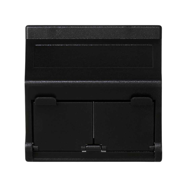 Simon Connect Графит Плата наклонная с крышками на 2 модуля MD (RJ45, оптоволокно), 45х45мм KB80-14