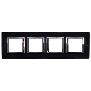 BT Axolute Черное стекло Рамка 2+2+2+2 мод прямоугольная (надпись горизонтально) HA4802M4HVNN