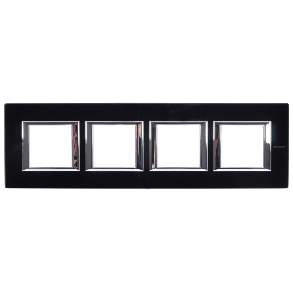 BT Axolute Черное стекло Рамка 2+2+2+2 мод прямоугольная (надпись горизонтально) HA4802M4HVNN