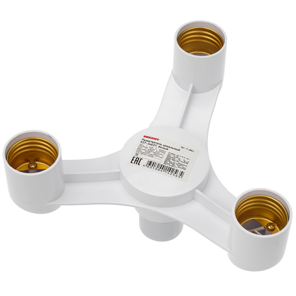 Разветвитель цокольный Е27-3хЕ27 белый Rexant 11-8861