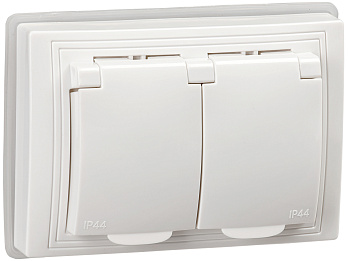 IEK KVARTA Роз. 2ая с з/к с з/ш РСбш12-3-КБ-44 16А IP44 бел.