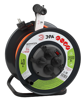 ЭРА RMx-4es-3x1.5-40m-IP44 Удлинитель силовой на металлической катушке c/з 4 гн 40м ПВС 3х1.5