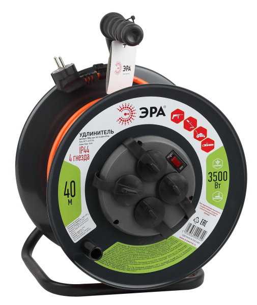 ЭРА RMx-4es-3x1.5-40m-IP44 Удлинитель силовой на металлической катушке c/з 4 гн 40м ПВС 3х1.5