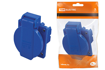 TDM Розетка панельная РП10-3 скрытая с крышкой IP44 16А 2Р+РЕ 220В SQ0606-0001