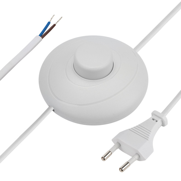 Сетевой шнур с напольным переключателем 2х0,75 мм², 2,5 м белый Rexant 11-1145