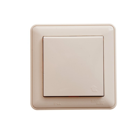 Systeme Electric Wessen 59 Aqua Беж Розетка с/з с крышкой с защитными шторками IP44 (в сборе, с рамкой)
