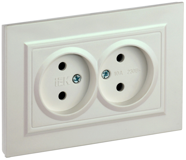 IEK BRITE Жемчуг Розетка 2-я без з/к/ш 10А в сборе РС12-2-БрЖ