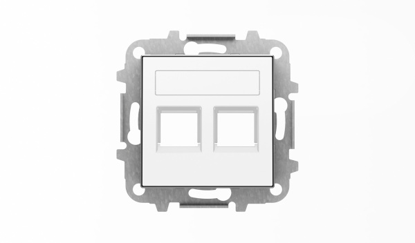ABB SKY Альпийский белый Накладка для 2-х суппортов/разъёмов типа 2017... и/или 2018..., со шторками и полем для надписи 2CLA851820A1101