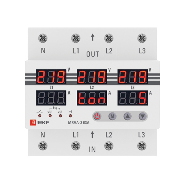 Купить EKF PROxima Трехфазное реле напряжения и тока с дисп. MRVA-3 63A